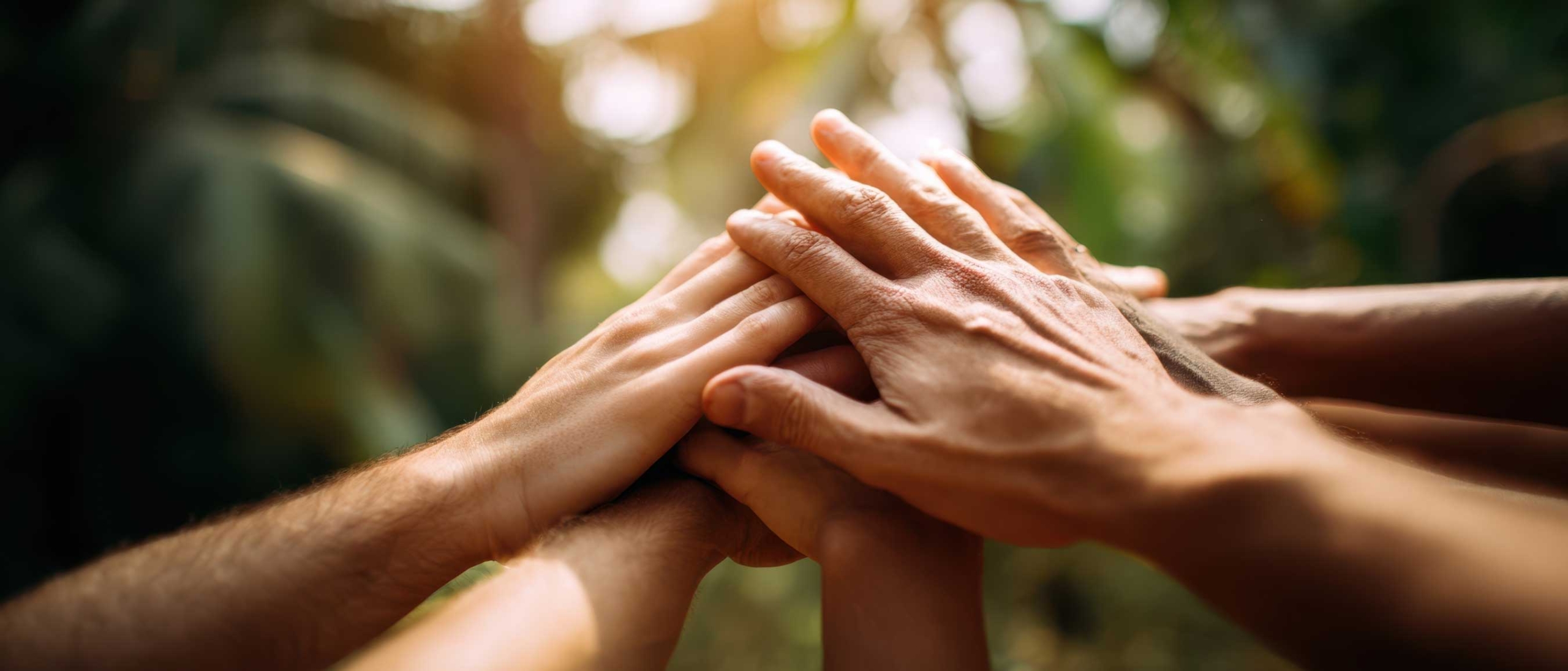Gruppenfoto Hände übereinander